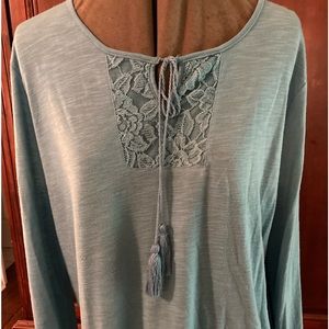 Faded Glory Teal Tie Neck Tunic